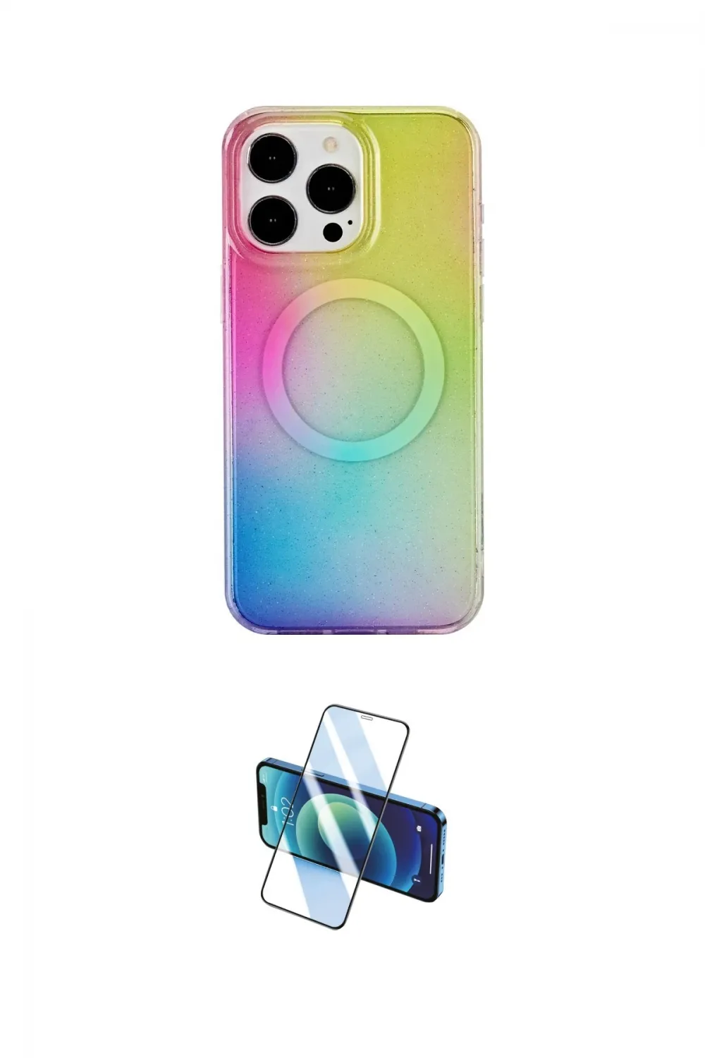 ieg™ iPhone 15 Pro Kılıf Pusula Form - Siyah 3D Antistatik Seramik Nano Ekran Koruyucu