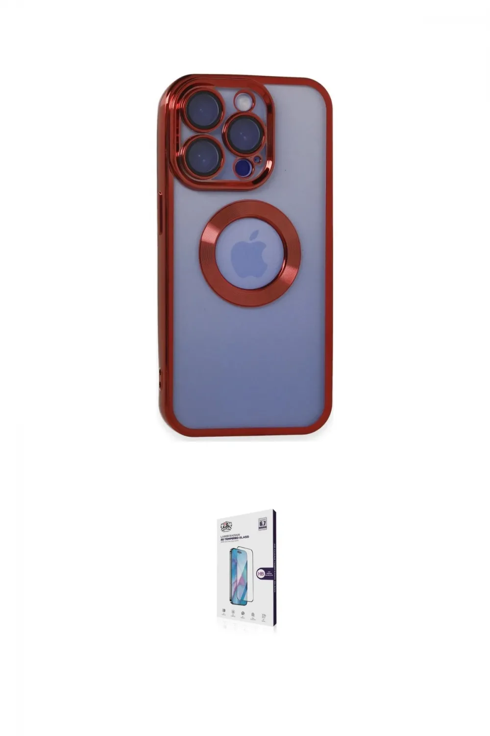 ieg™ iPhone 15 Pro Kılıf Pusula Form - Siyah Bilvis 0.18mm Plus Cam Ekran Koruyucu