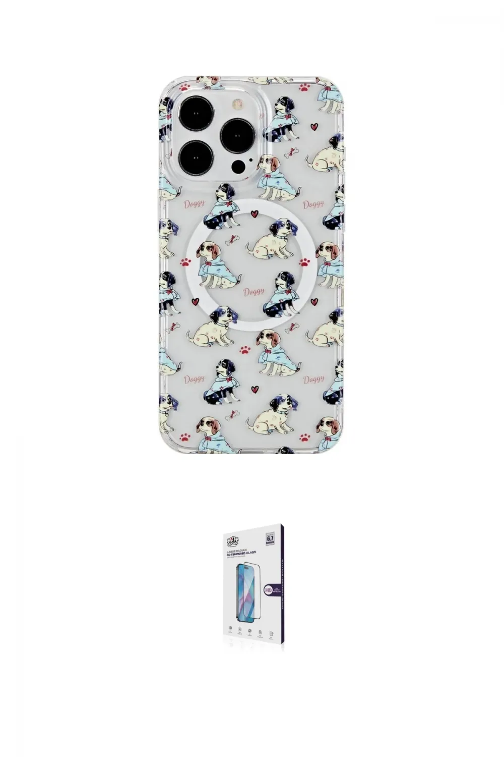 ieg™ iPhone 15 Pro Kılıf Pusula Form - Siyah Bilvis 0.18mm Plus Cam Ekran Koruyucu