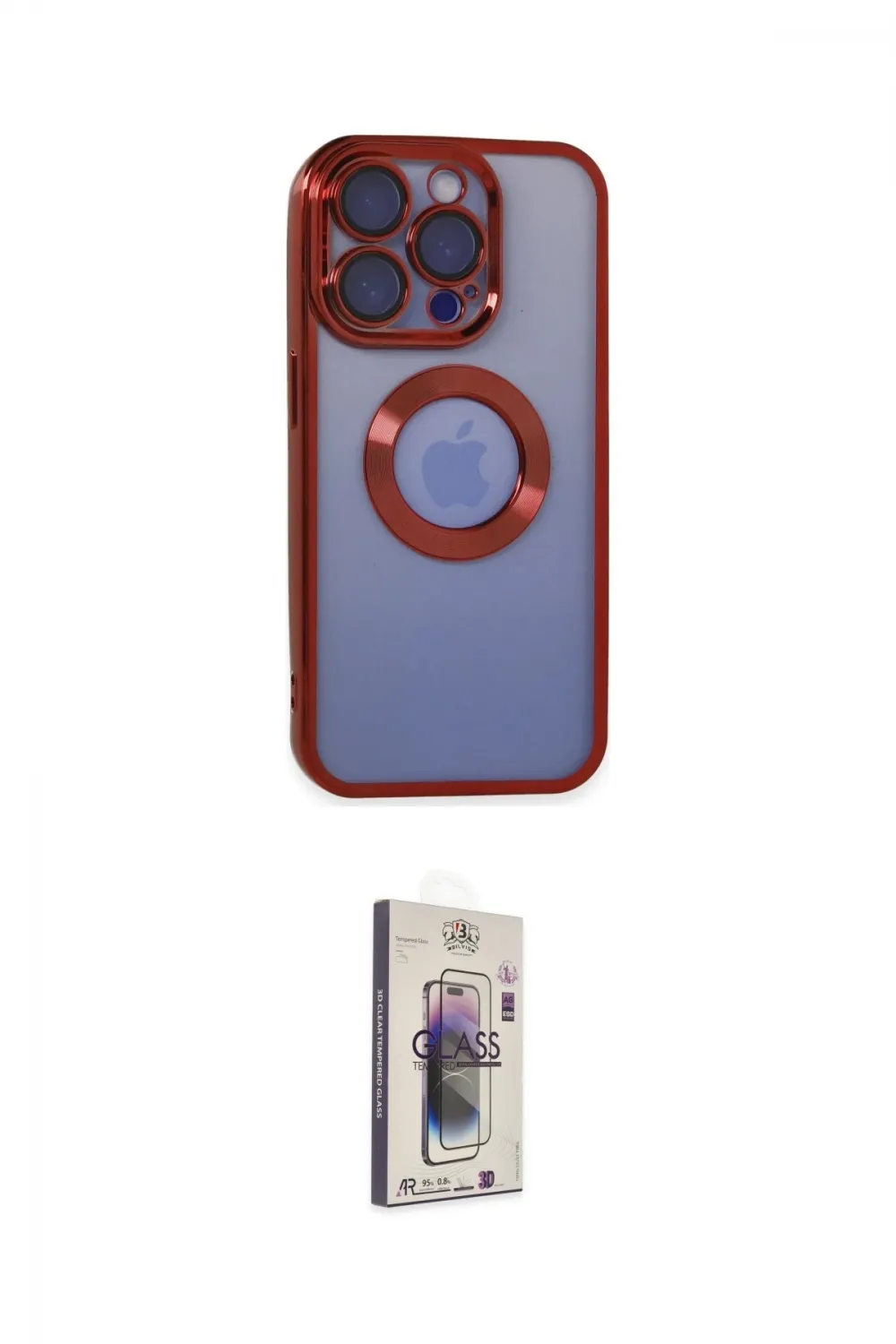 ieg™ iPhone 15 Pro Kılıf Pusula Form - Siyah Bilvis 3D Cam Ekran Koruyucu