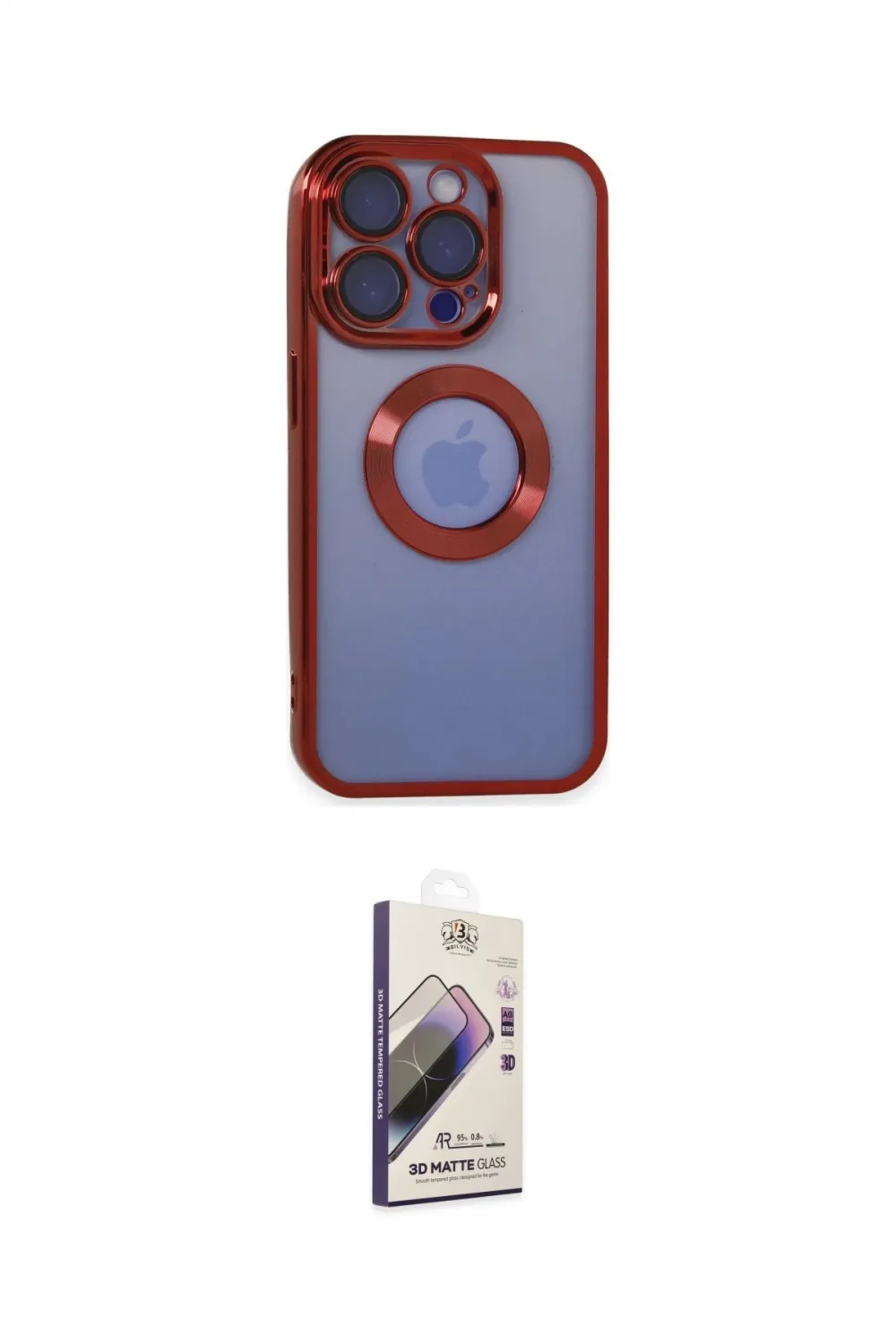 ieg™ iPhone 15 Pro Kılıf Pusula Form - Siyah Bilvis 3D Mat Cam Ekran Koruyucu