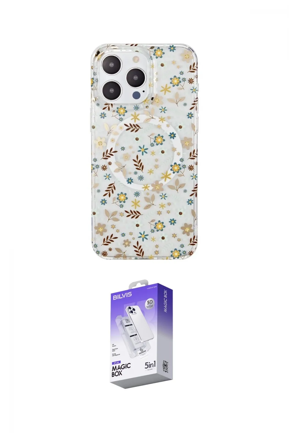 ieg™ iPhone 15 Pro Kılıf Pusula Form - Siyah Bilvis 5in1 3D Magic Cam Ekran Koruyucu
