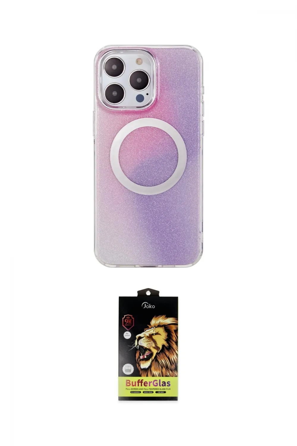 ieg™ iPhone 15 Pro Kılıf Pusula Form - Siyah Buffer Cam Ekran Koruyucu