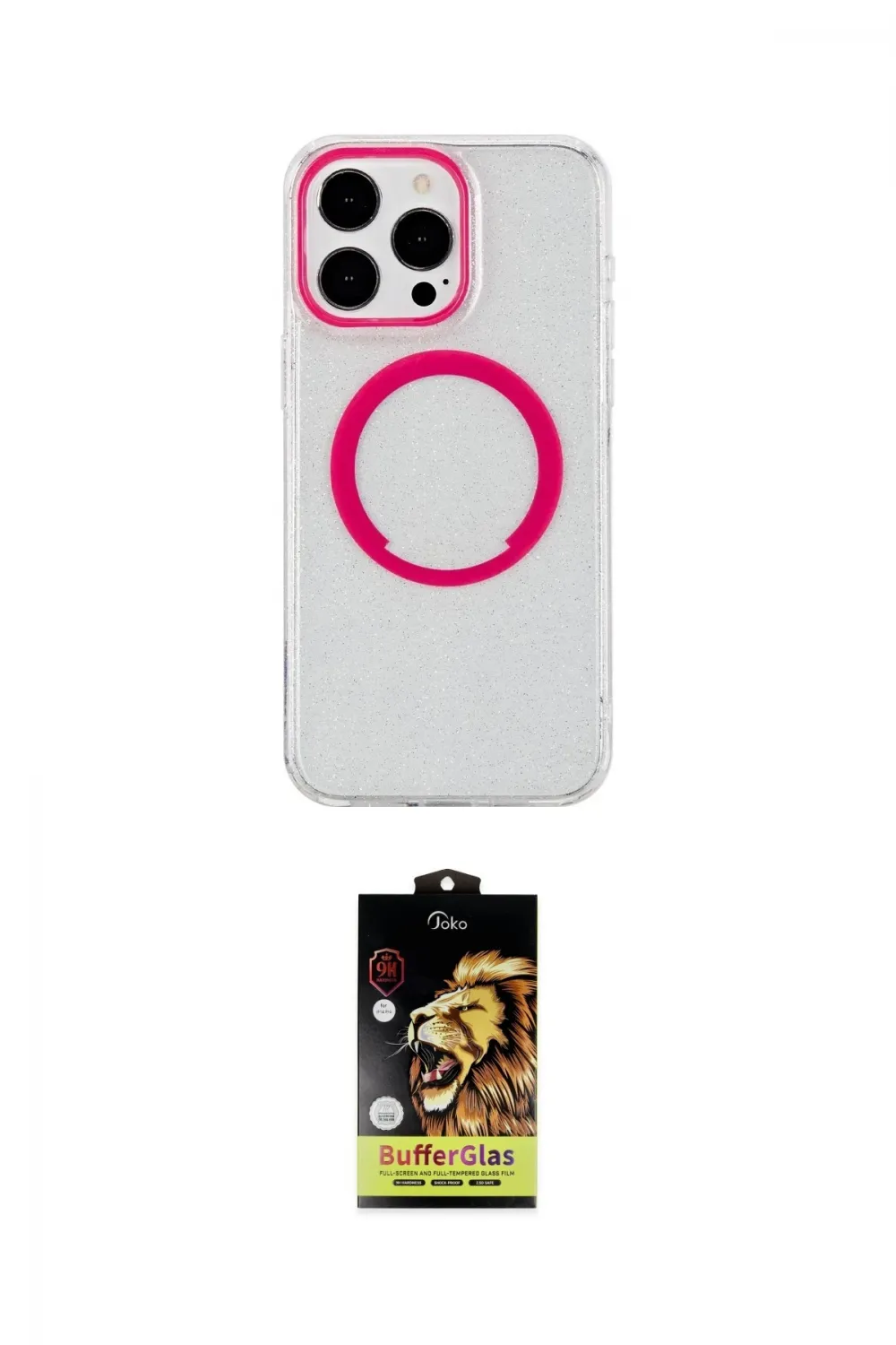 ieg™ iPhone 15 Pro Kılıf Pusula Form - Siyah Buffer Cam Ekran Koruyucu