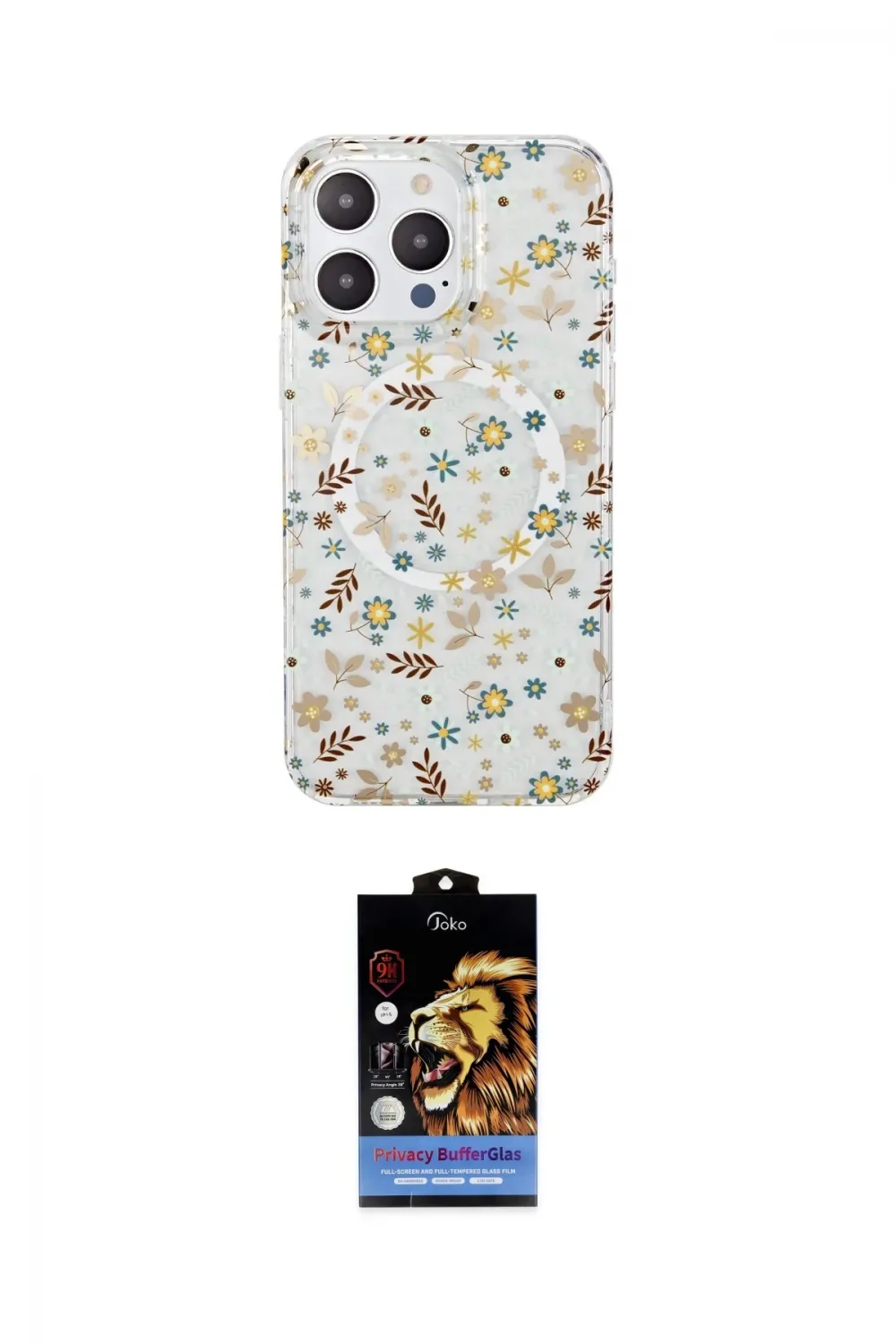 ieg™ iPhone 15 Pro Kılıf Pusula Form - Siyah Buffer Hayalet Cam Ekran Koruyucu