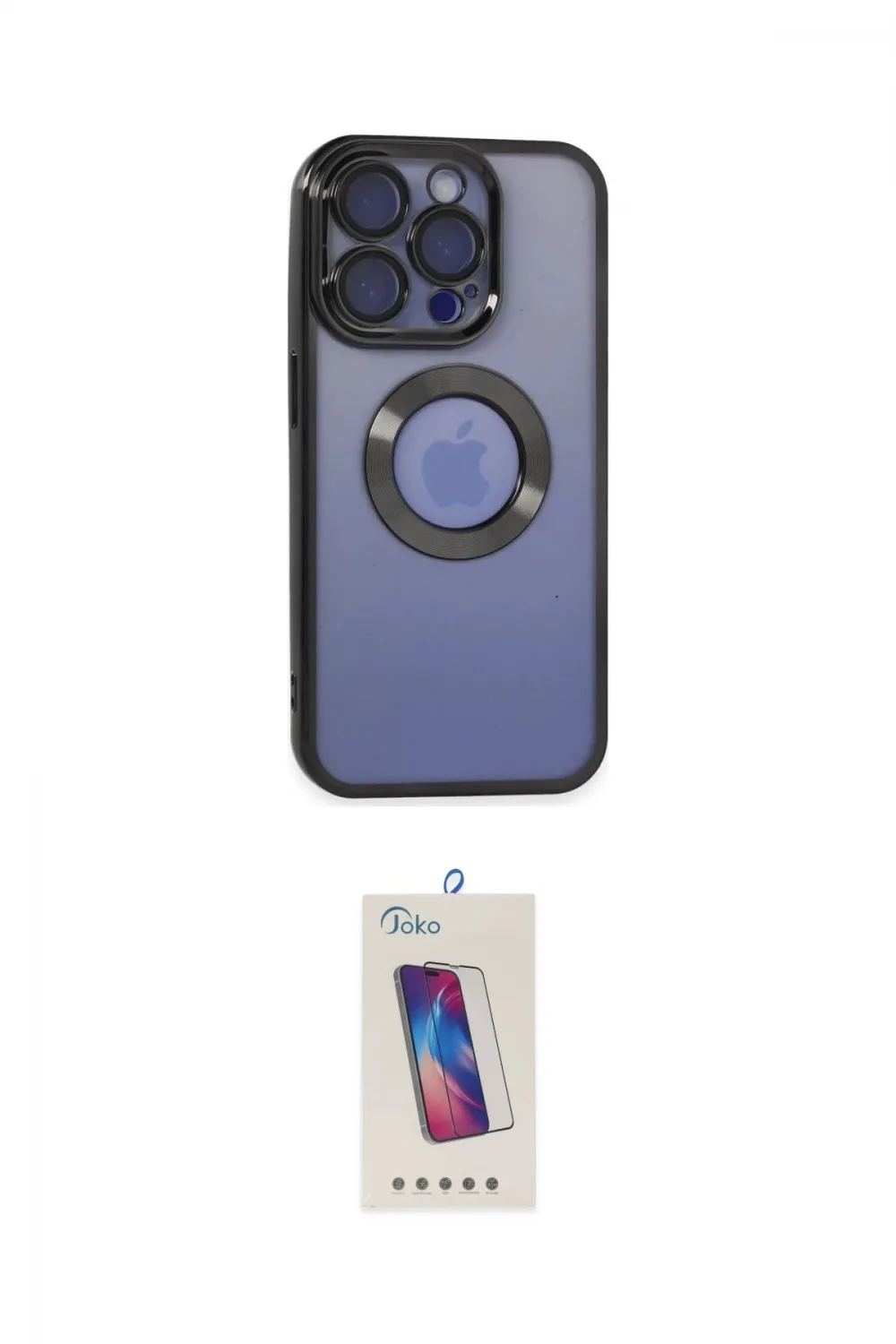 ieg™ iPhone 15 Pro Kılıf Pusula Form - Siyah Joko 5D Cam