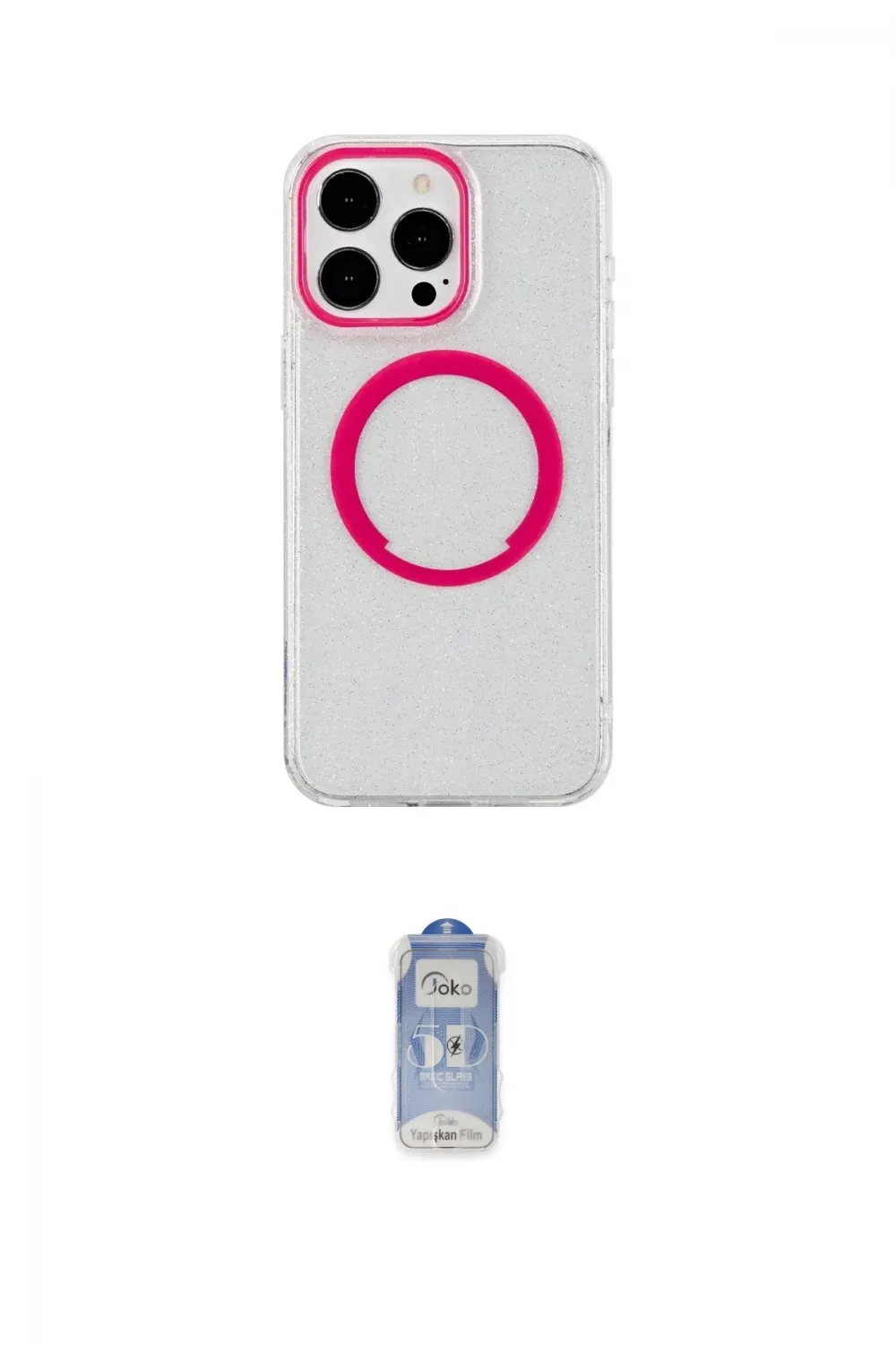 ieg™ iPhone 15 Pro Kılıf Pusula Form - Siyah Joko Magic 5D Cam