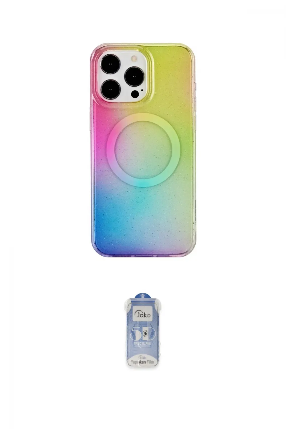 ieg™ iPhone 15 Pro Kılıf Pusula Form - Siyah Joko Magic 5D Cam