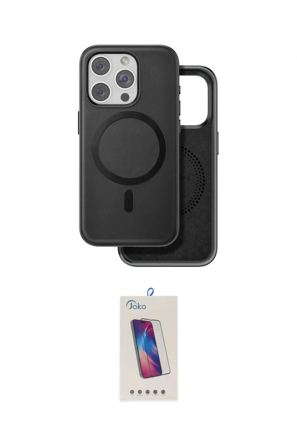 ieg™ iPhone 15 Pro Kılıf Pusula Işık Koleksiyonu - Siyah Joko 5D Cam