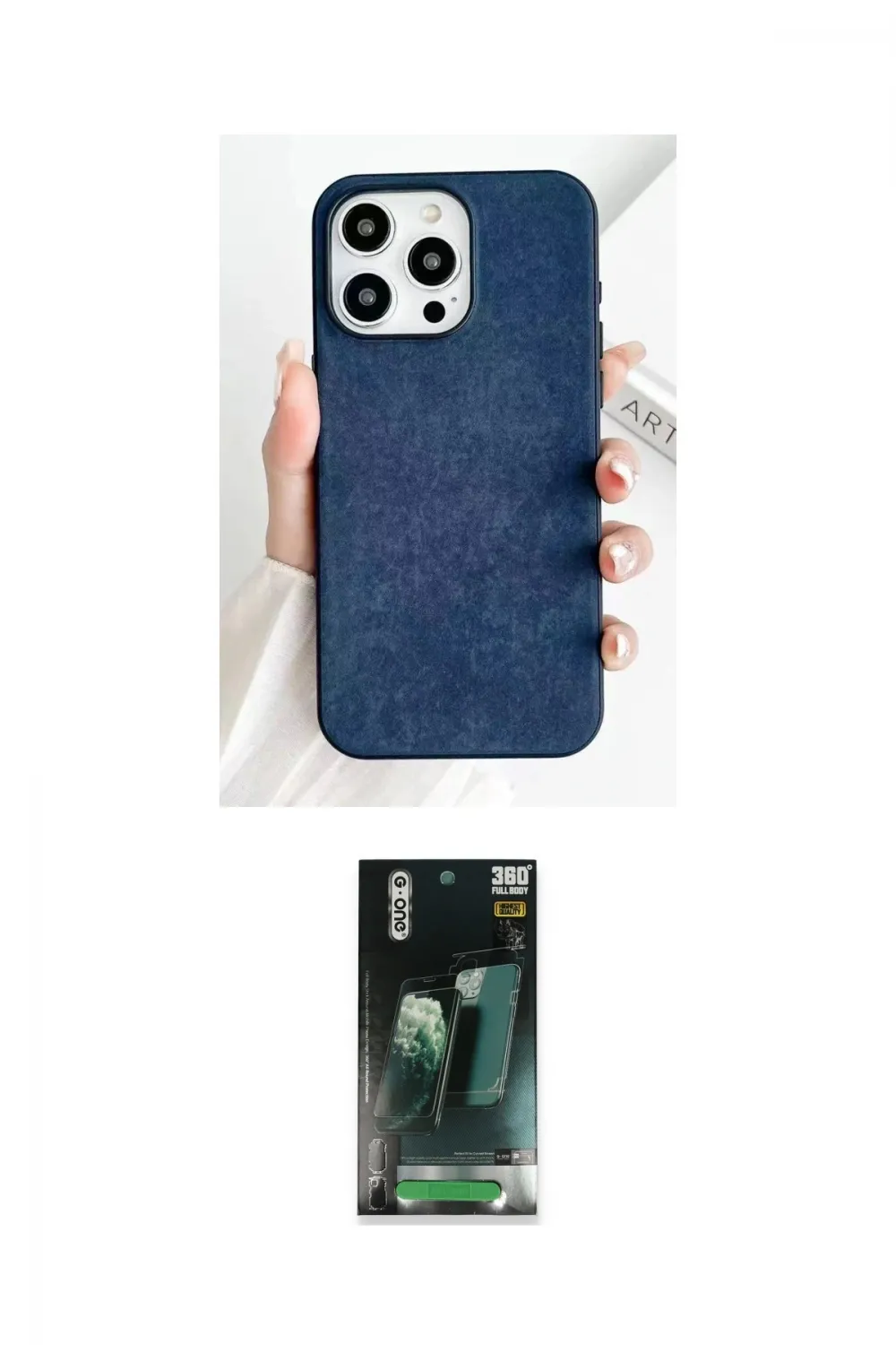 ieg™ iPhone 15 Pro Kılıf Pusula Modern - Siyah 360 Mat Full Body Arka Koruyucu
