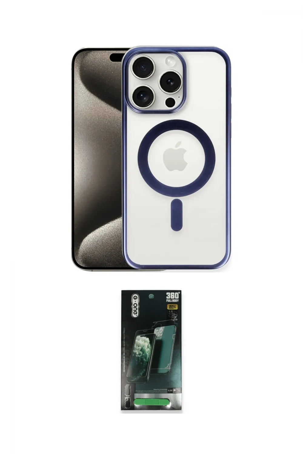 ieg™ iPhone 15 Pro Kılıf Siluet Çizgi Serisi - Siyah 360 Mat Full Body Arka Koruyucu