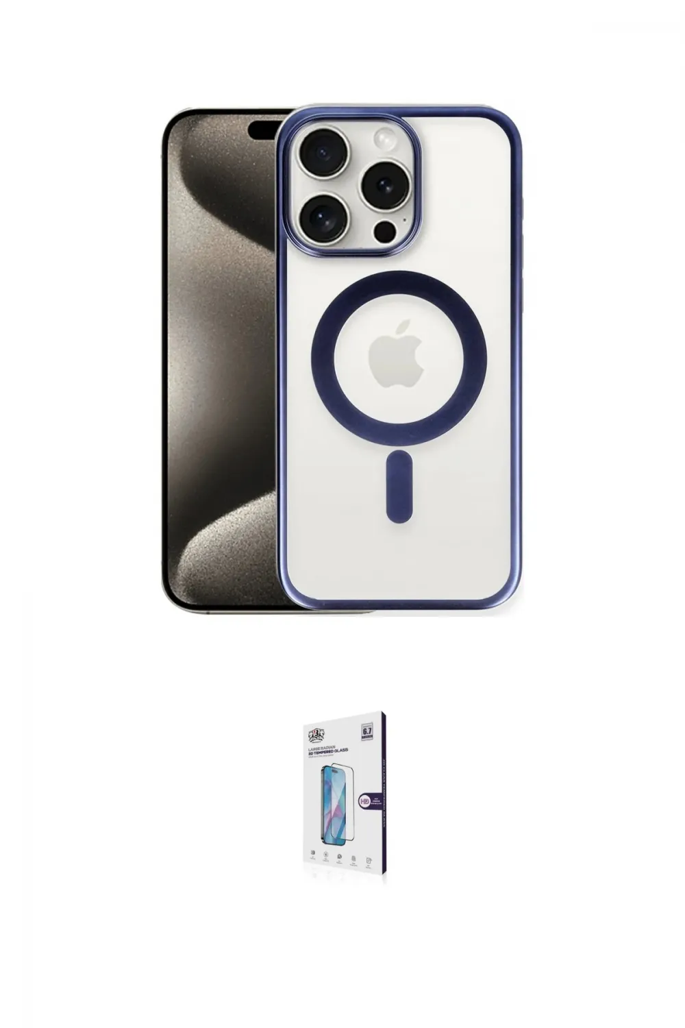 ieg™ iPhone 15 Pro Kılıf Siluet Çizgi Serisi - Siyah Bilvis 0.18mm Plus Cam Ekran Koruyucu