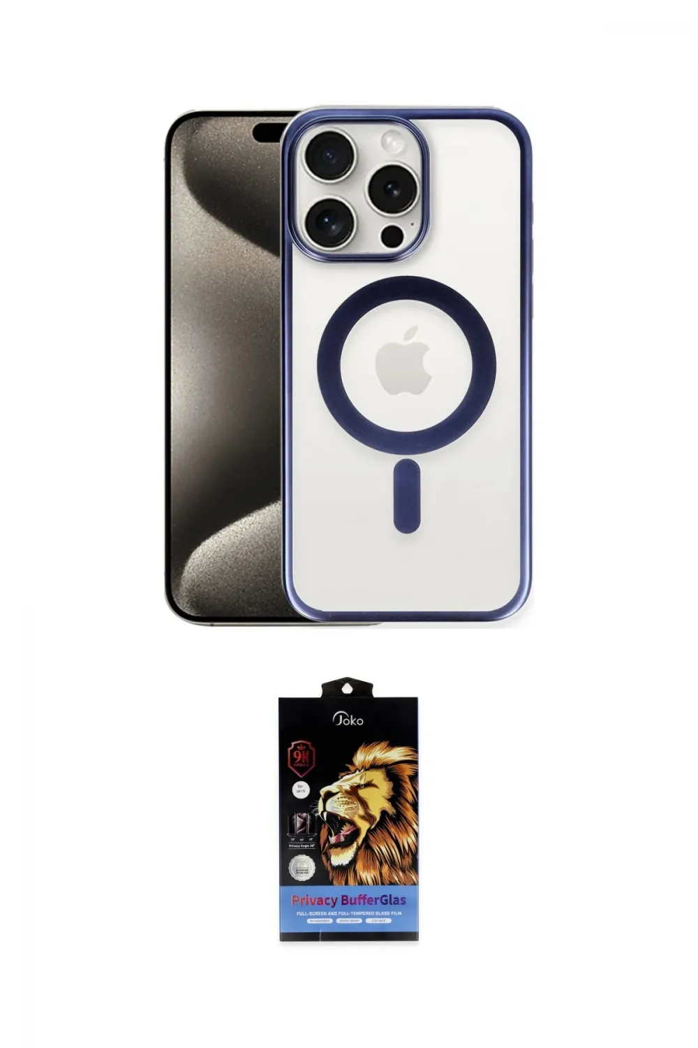 ieg™ iPhone 15 Pro Kılıf Siluet Çizgi Serisi - Siyah Buffer Hayalet Cam Ekran Koruyucu