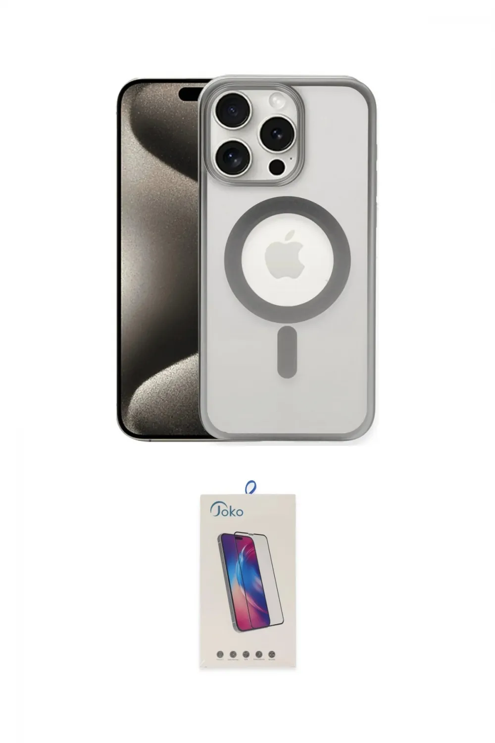 ieg™ iPhone 15 Pro Kılıf Siluet Çizgi Serisi - Siyah Joko 5D Cam