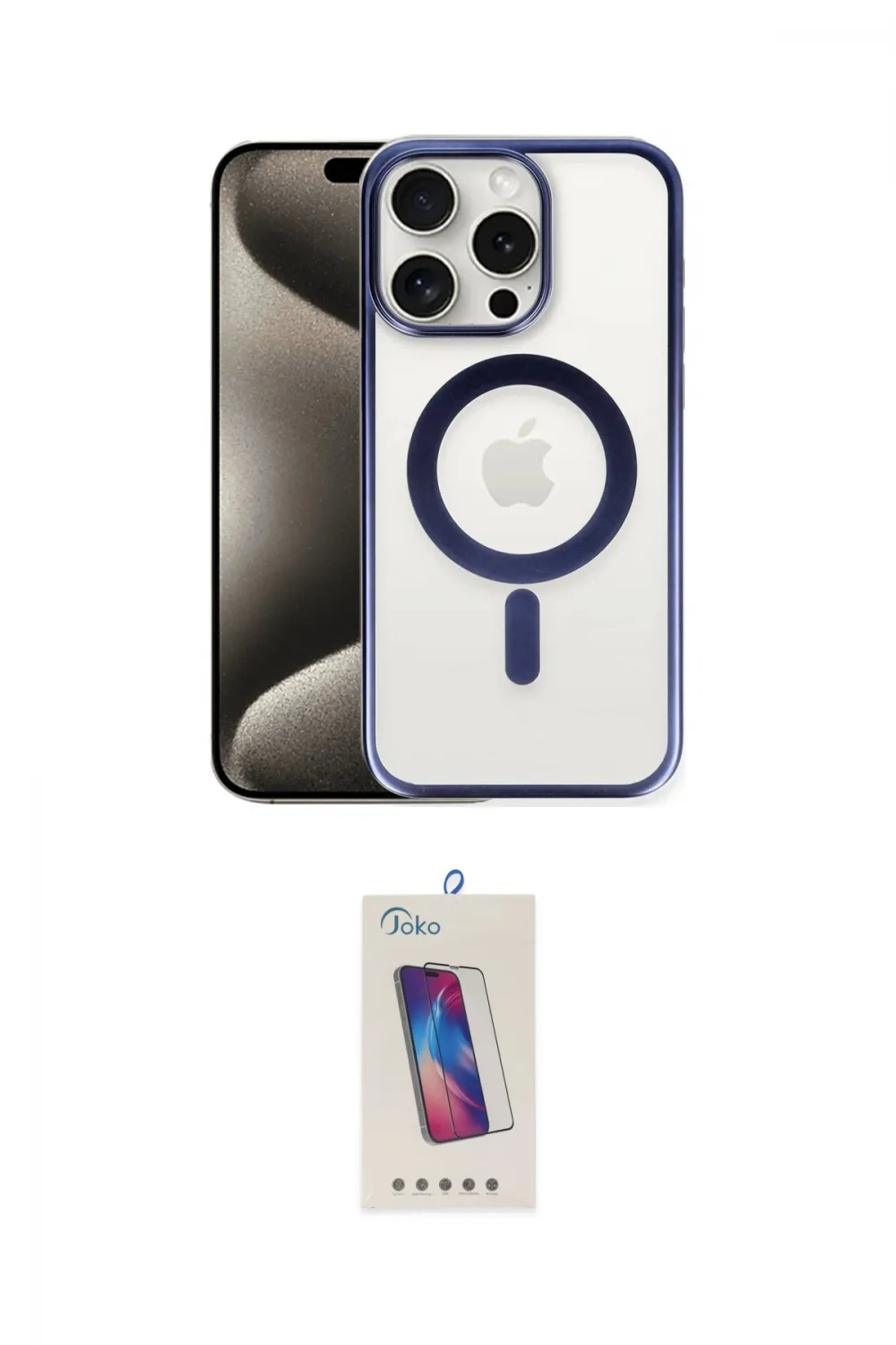 ieg™ iPhone 15 Pro Kılıf Siluet Çizgi Serisi - Siyah Joko 5D Cam
