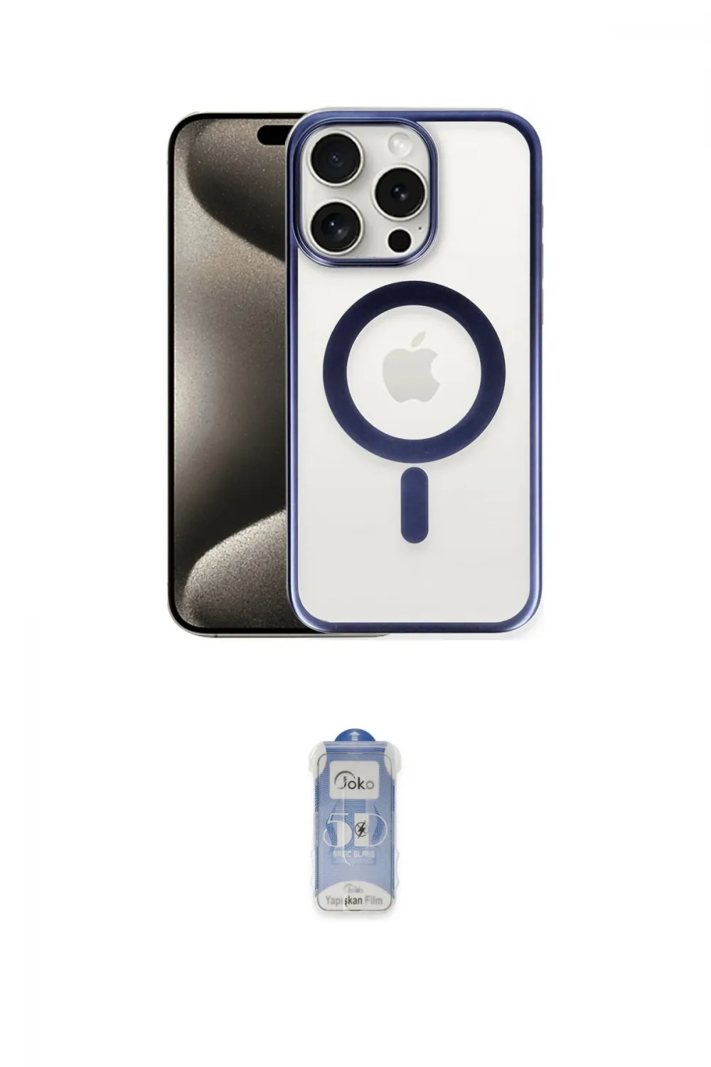 ieg™ iPhone 15 Pro Kılıf Siluet Çizgi Serisi - Siyah Joko Magic 5D Cam
