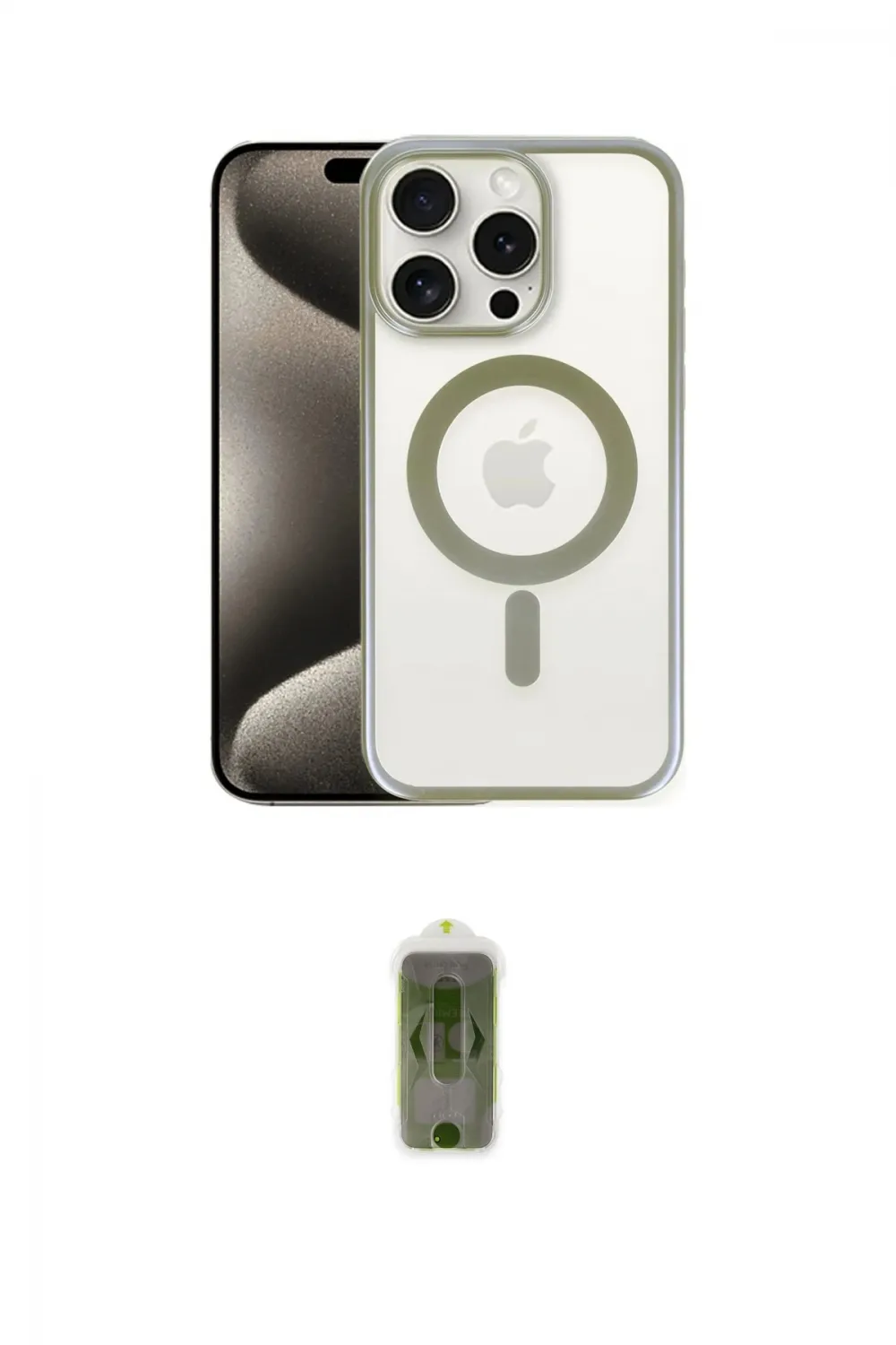 ieg™ iPhone 15 Pro Kılıf Siluet Çizgi Serisi - Siyah Joko Magic 5D Hayalet Cam