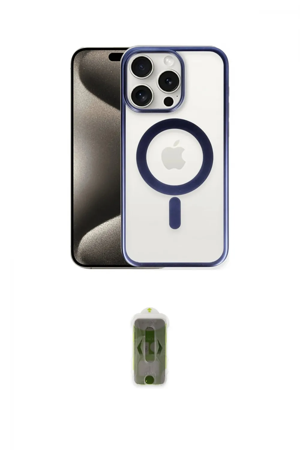 ieg™ iPhone 15 Pro Kılıf Siluet Çizgi Serisi - Siyah Joko Magic 5D Hayalet Cam