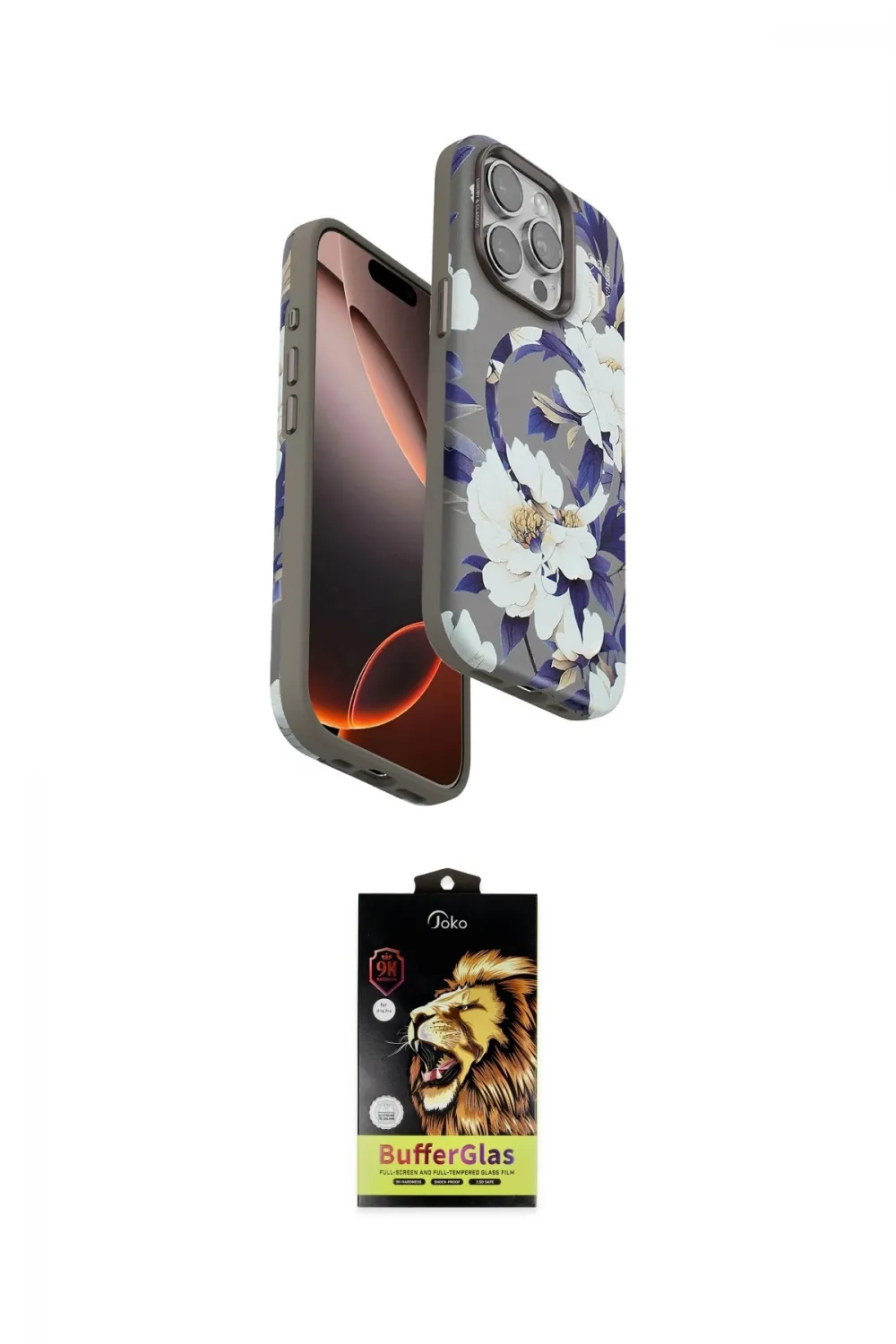 ieg™ iPhone 15 Pro Kılıf Siluet Doku - Siyah Buffer Cam Ekran Koruyucu