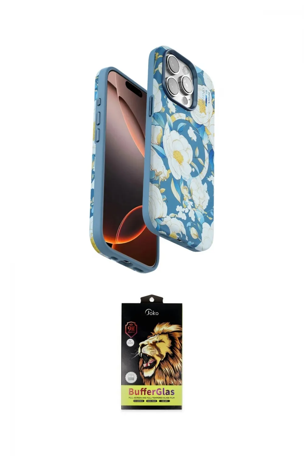 ieg™ iPhone 15 Pro Kılıf Siluet Doku - Siyah Buffer Cam Ekran Koruyucu
