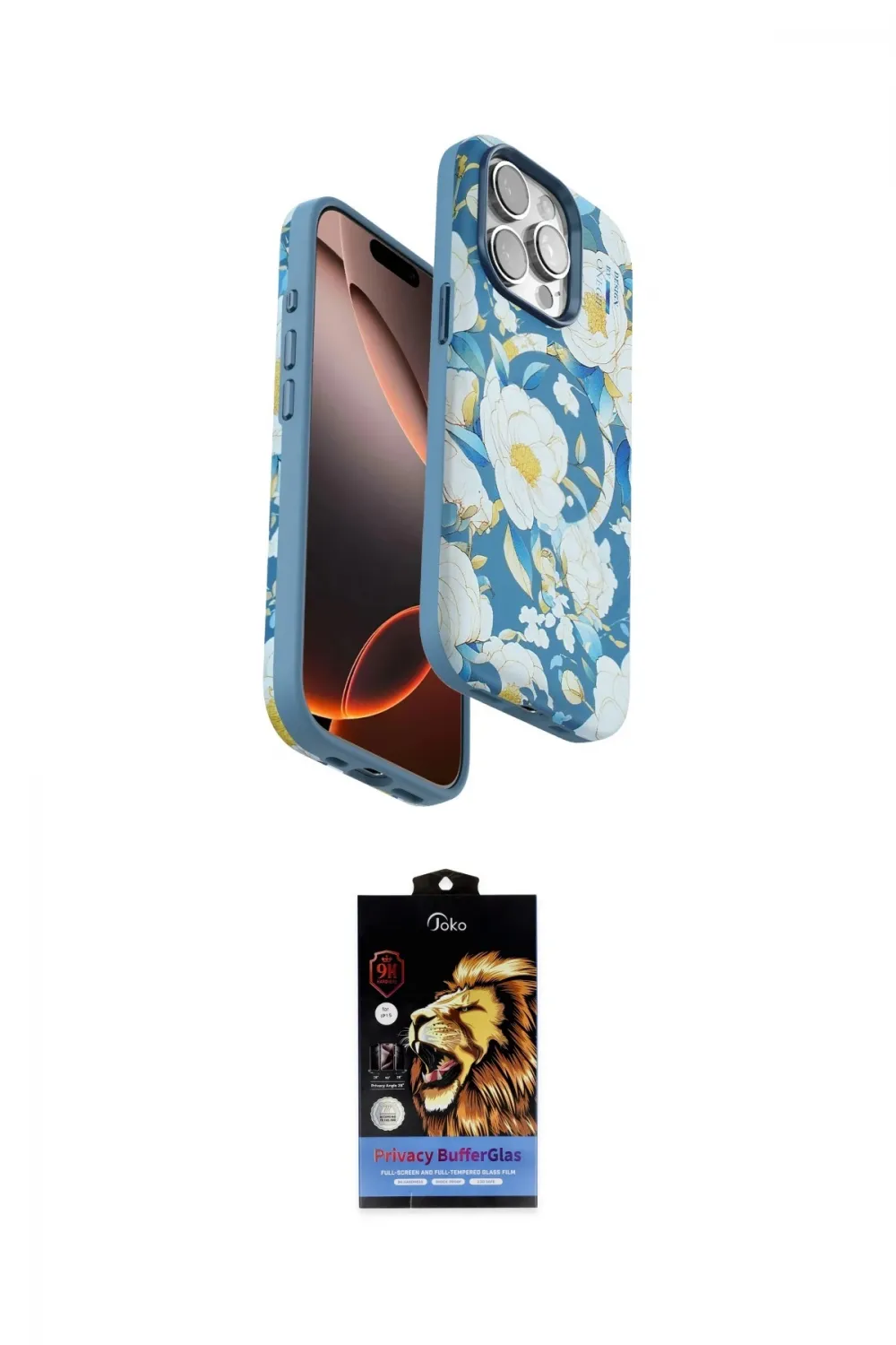 ieg™ iPhone 15 Pro Kılıf Siluet Doku - Siyah Buffer Hayalet Cam Ekran Koruyucu