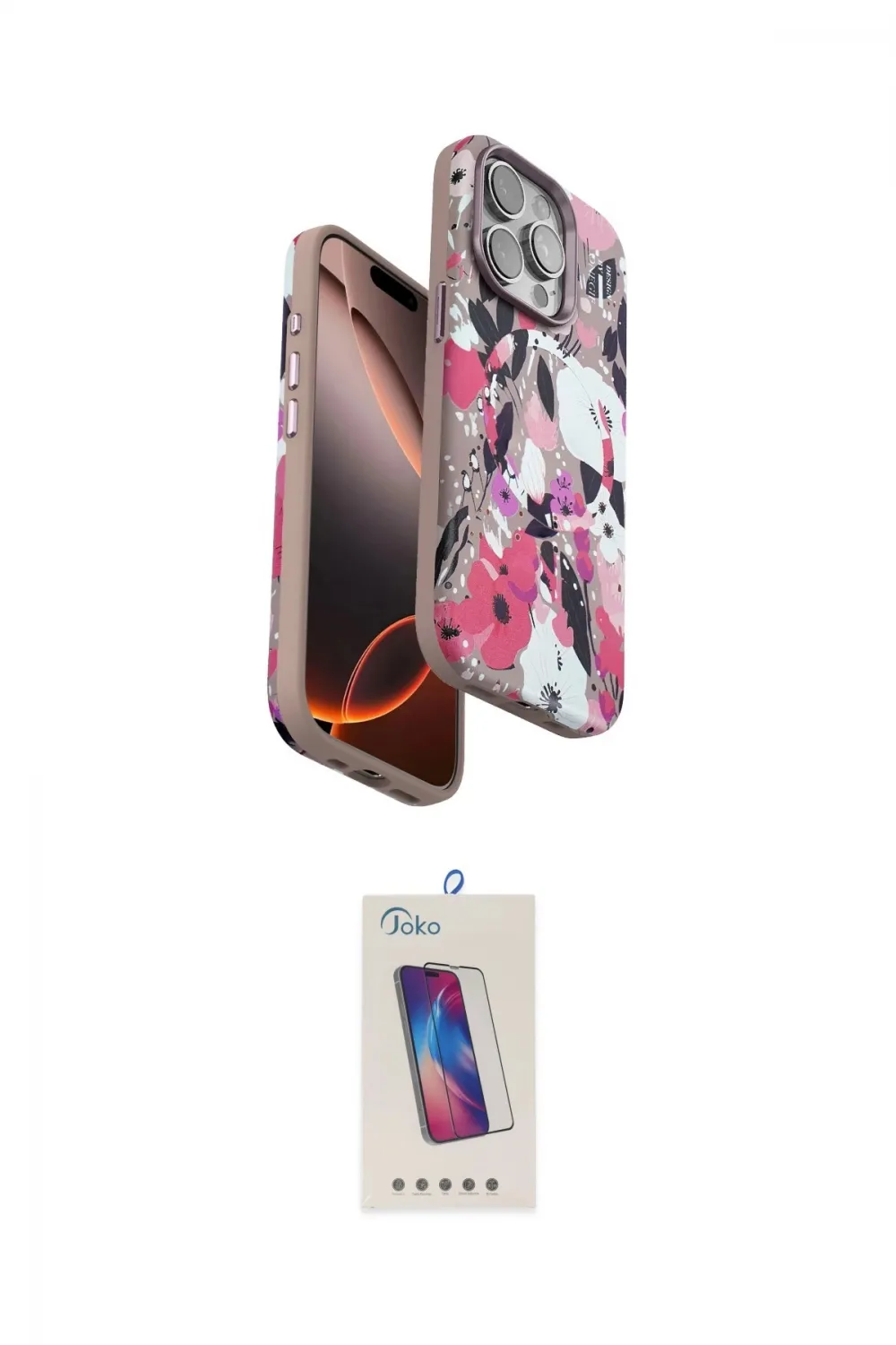 ieg™ iPhone 15 Pro Kılıf Siluet Doku - Siyah Joko 5D Cam