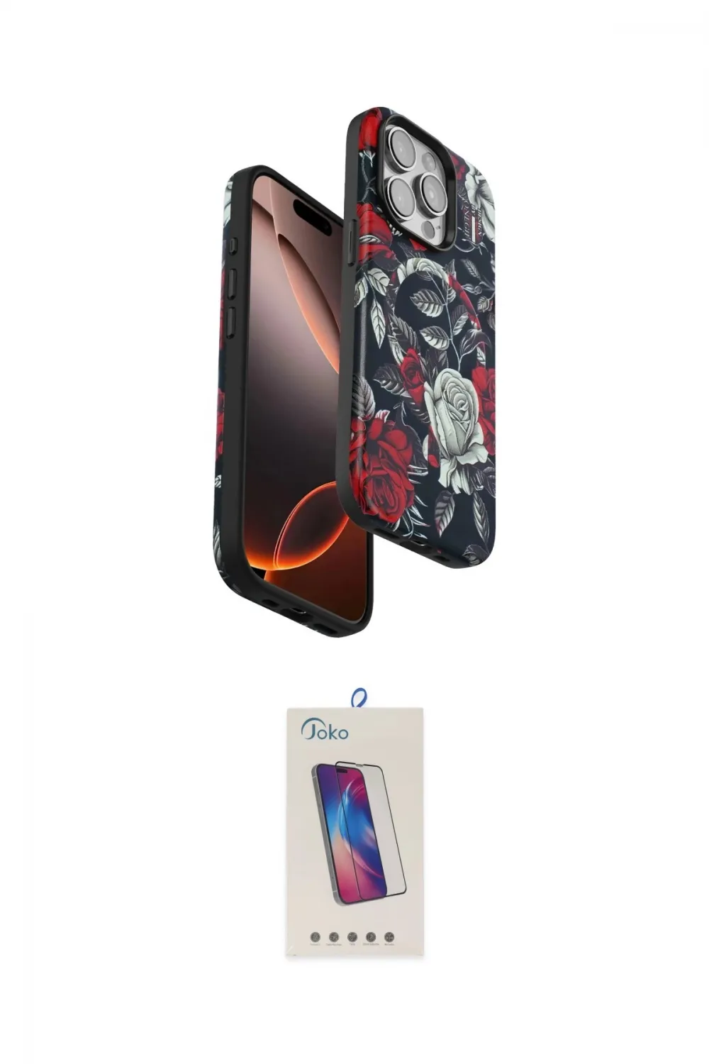 ieg™ iPhone 15 Pro Kılıf Siluet Doku - Siyah Joko 5D Cam