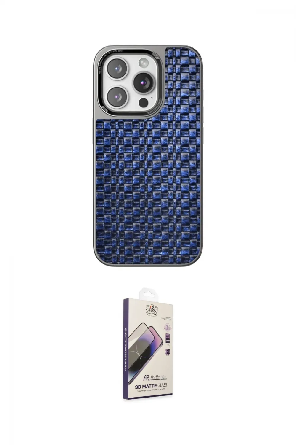 ieg™ iPhone 15 Pro Kılıf Siluet Form Serisi - Siyah Bilvis 3D Mat Cam Ekran Koruyucu