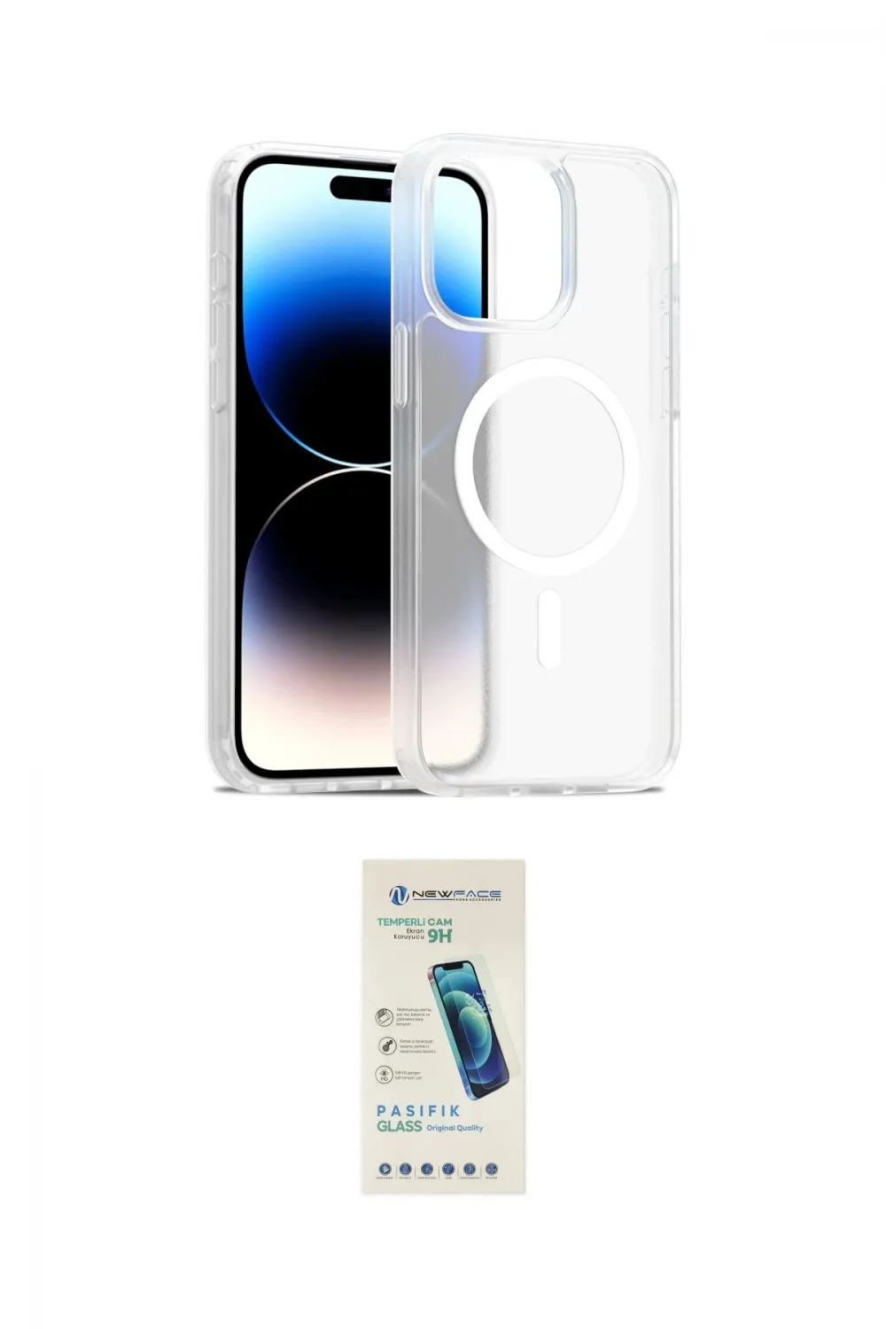 ieg™ iPhone 15 Pro Kılıf Siluet Minimal Prime - Şeffaf Pasifik Cam Ekran Koruyucu
