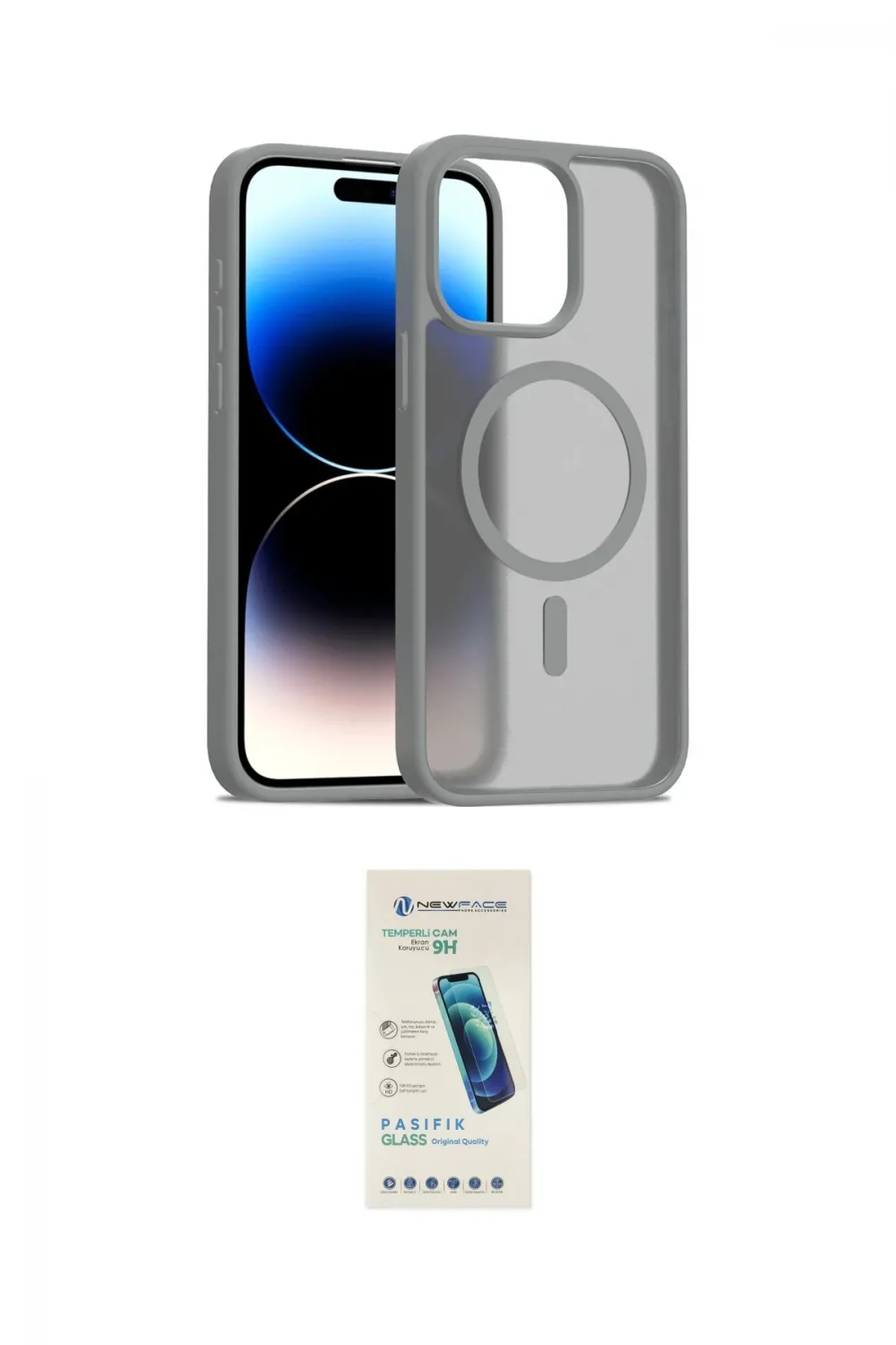 ieg™ iPhone 15 Pro Kılıf Siluet Minimal Prime - Şeffaf Pasifik Cam Ekran Koruyucu