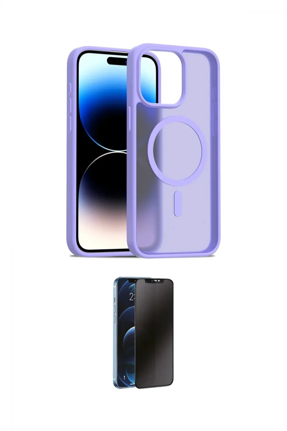 ieg™ iPhone 15 Pro Kılıf Siluet Minimal Prime - Siyah 3D Antistatik Hayalet Cam Ekran Koruyucu