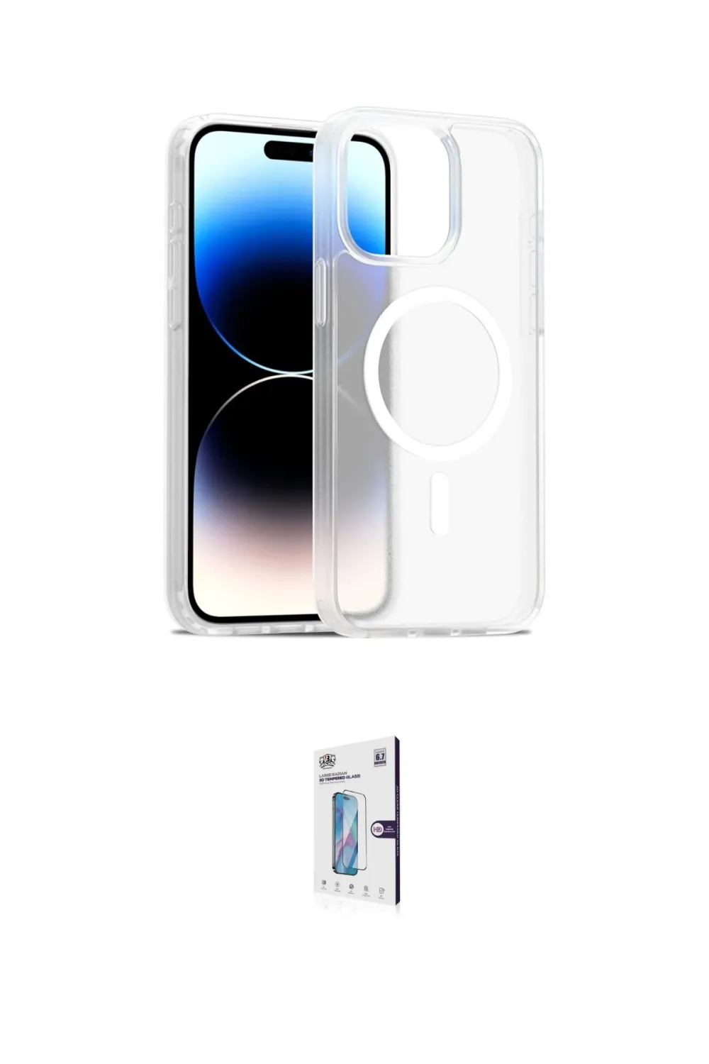 ieg™ iPhone 15 Pro Kılıf Siluet Minimal Prime - Siyah Bilvis 0.18mm Plus Cam Ekran Koruyucu