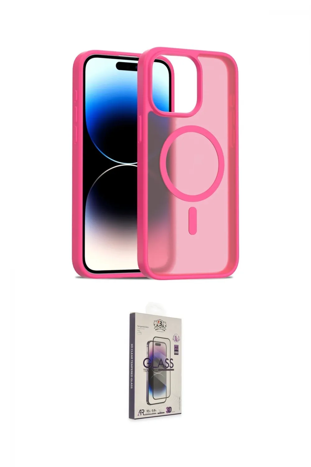ieg™ iPhone 15 Pro Kılıf Siluet Minimal Prime - Siyah Bilvis 3D Cam Ekran Koruyucu