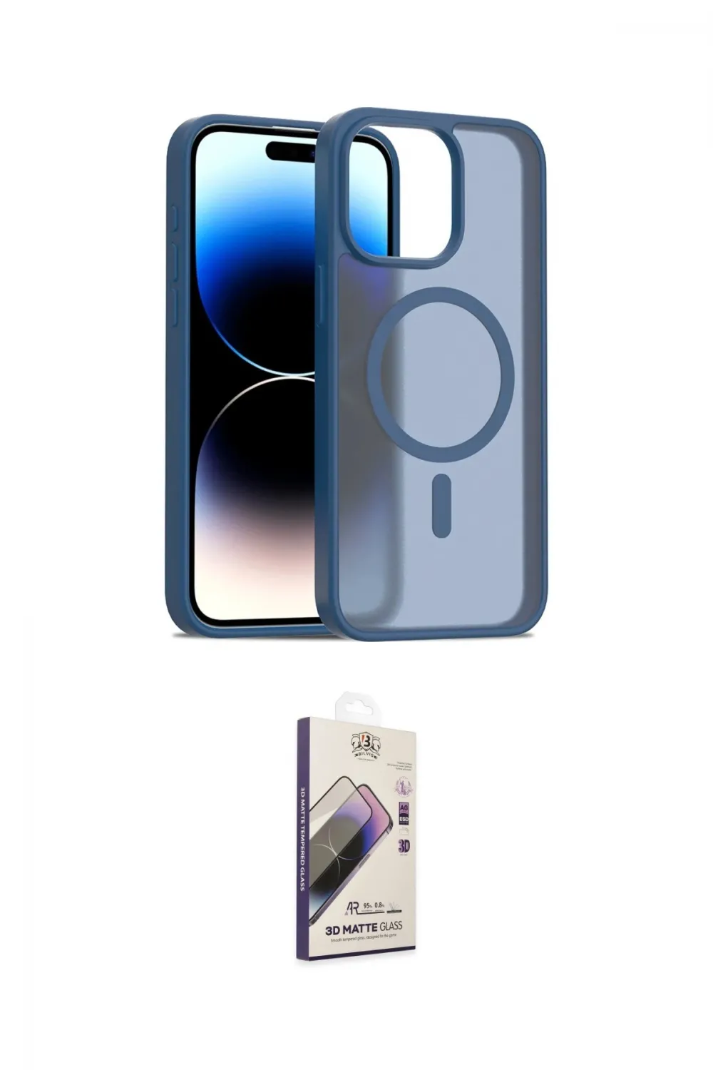 ieg™ iPhone 15 Pro Kılıf Siluet Minimal Prime - Siyah Bilvis 3D Mat Cam Ekran Koruyucu