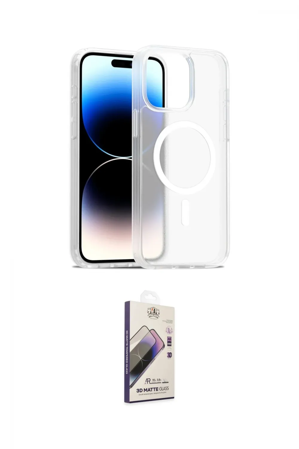 ieg™ iPhone 15 Pro Kılıf Siluet Minimal Prime - Siyah Bilvis 3D Mat Cam Ekran Koruyucu