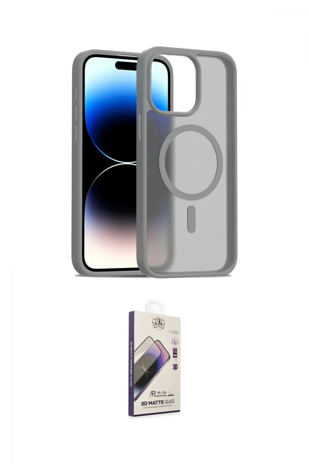 ieg™ iPhone 15 Pro Kılıf Siluet Minimal Prime - Siyah Bilvis 3D Mat Cam Ekran Koruyucu