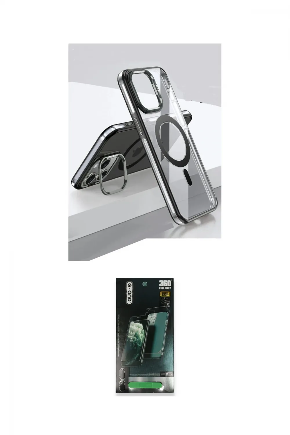 ieg™ iPhone 15 Pro Kılıf Vadi Çizgi Özel Seri - Siyah 360 Mat Full Body Arka Koruyucu