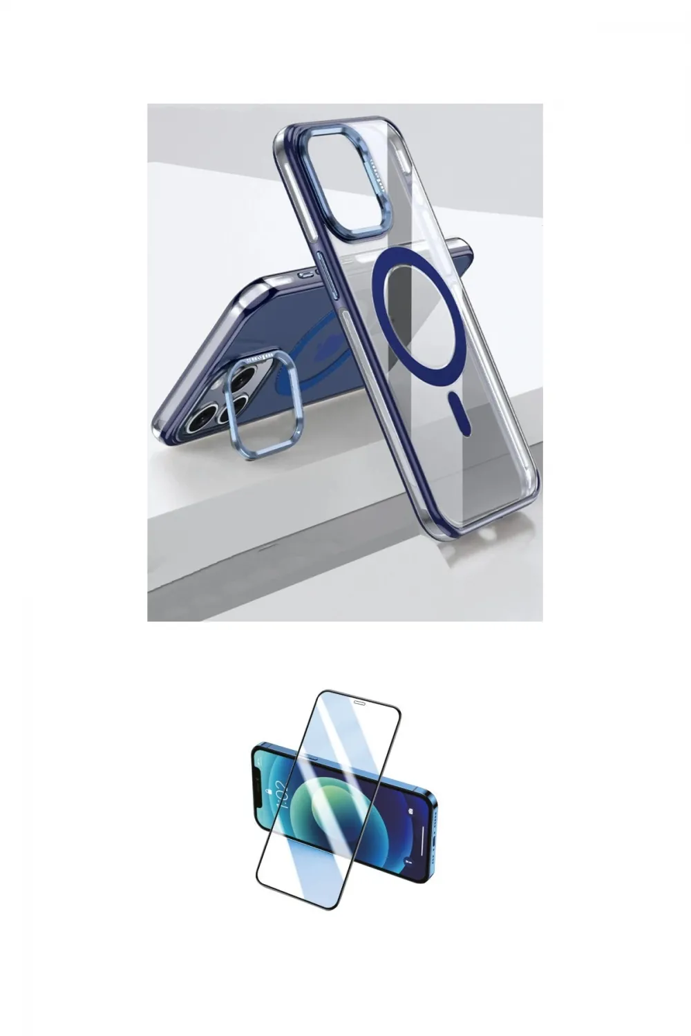 ieg™ iPhone 15 Pro Kılıf Vadi Çizgi Özel Seri - Siyah 3D Antistatik Cam Ekran Koruyucu