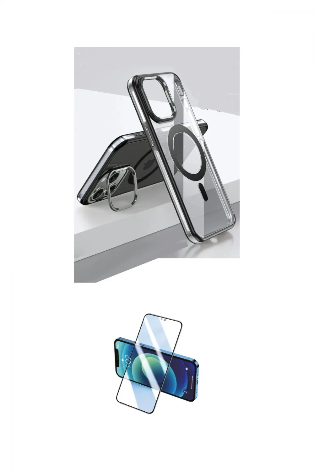 ieg™ iPhone 15 Pro Kılıf Vadi Çizgi Özel Seri - Siyah 3D Antistatik Cam Ekran Koruyucu