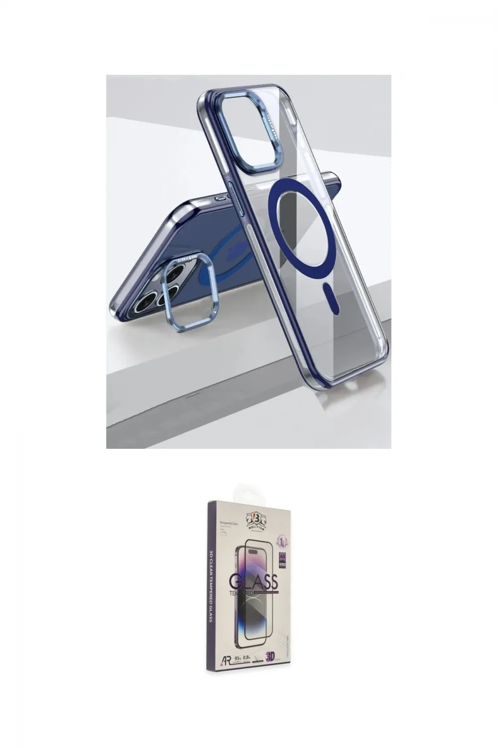 ieg™ iPhone 15 Pro Kılıf Vadi Çizgi Özel Seri - Siyah Bilvis 3D Cam Ekran Koruyucu