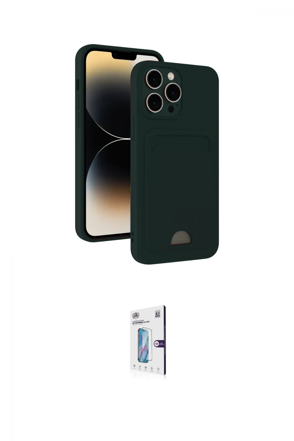 ieg™ iPhone 15 Pro Kılıf Vadi Çizgi Prime - Siyah Bilvis 0.18mm Plus Cam Ekran Koruyucu