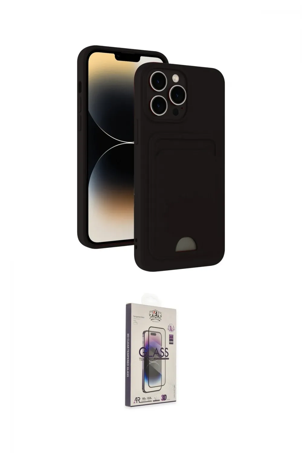 ieg™ iPhone 15 Pro Kılıf Vadi Çizgi Prime - Siyah Bilvis 3D Cam Ekran Koruyucu