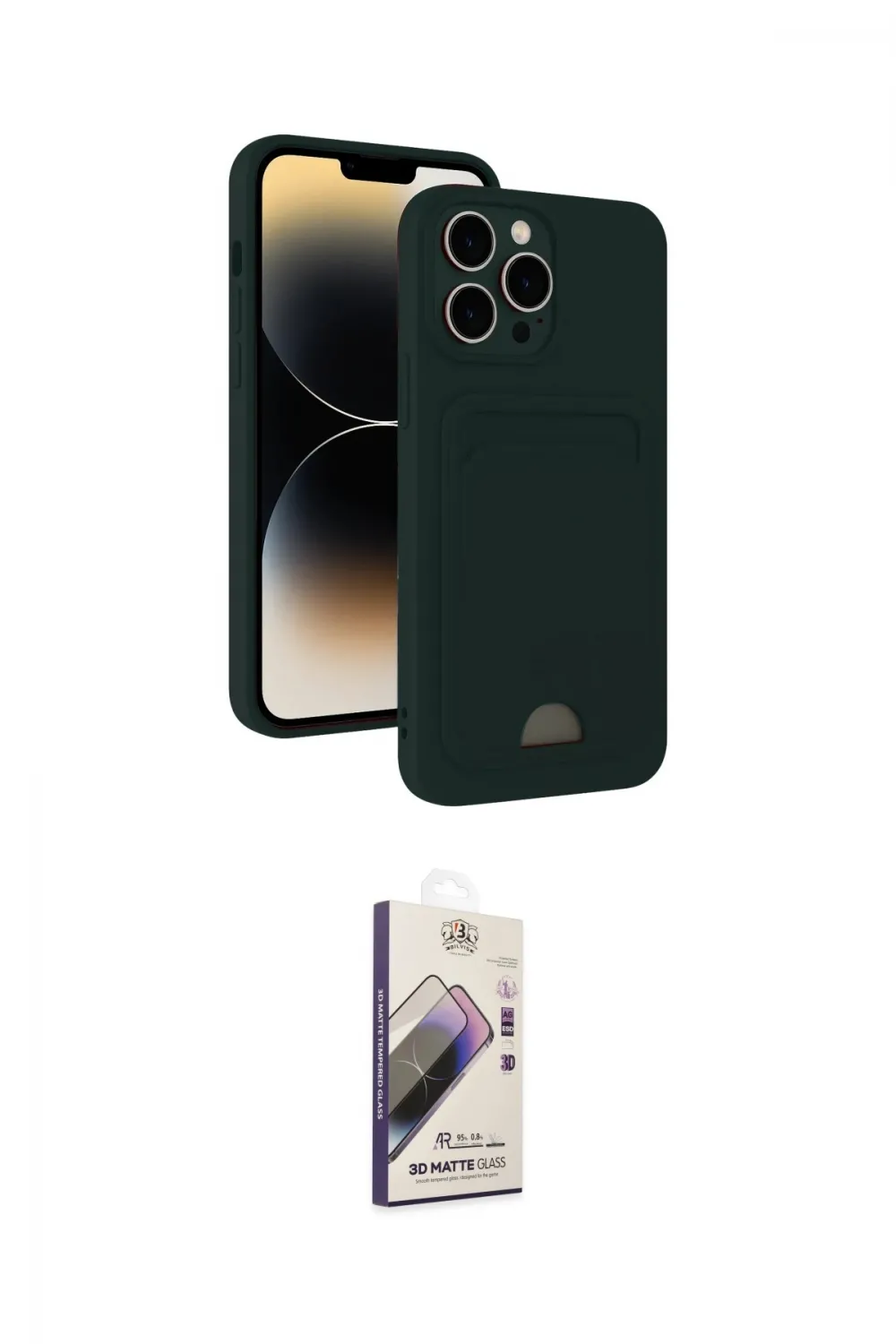 ieg™ iPhone 15 Pro Kılıf Vadi Çizgi Prime - Siyah Bilvis 3D Mat Cam Ekran Koruyucu