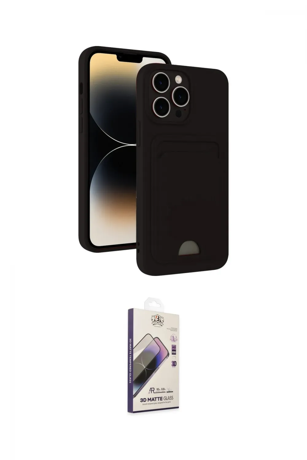 ieg™ iPhone 15 Pro Kılıf Vadi Çizgi Prime - Siyah Bilvis 3D Mat Cam Ekran Koruyucu