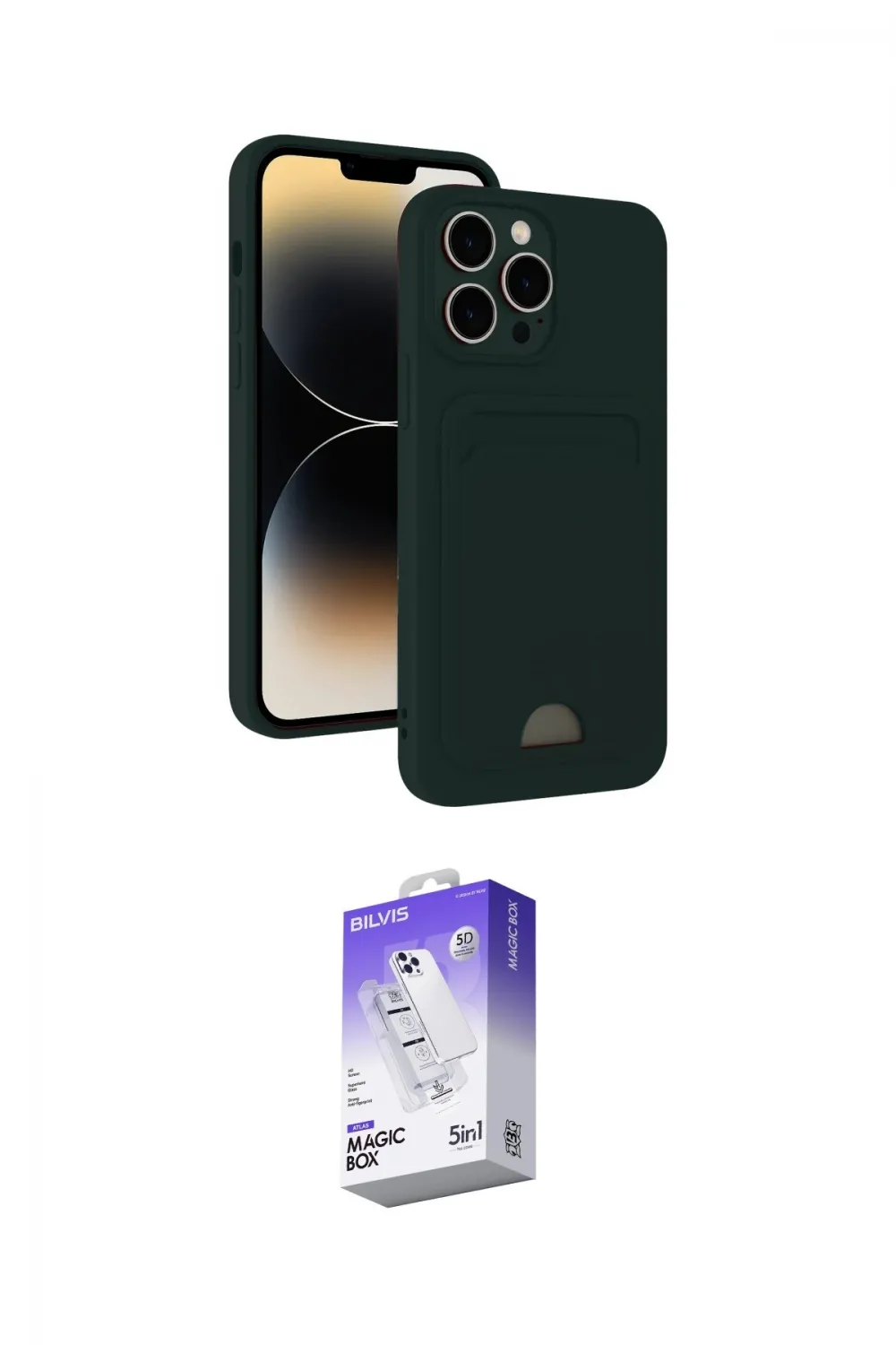 ieg™ iPhone 15 Pro Kılıf Vadi Çizgi Prime - Siyah Bilvis 5in1 3D Magic Cam Ekran Koruyucu