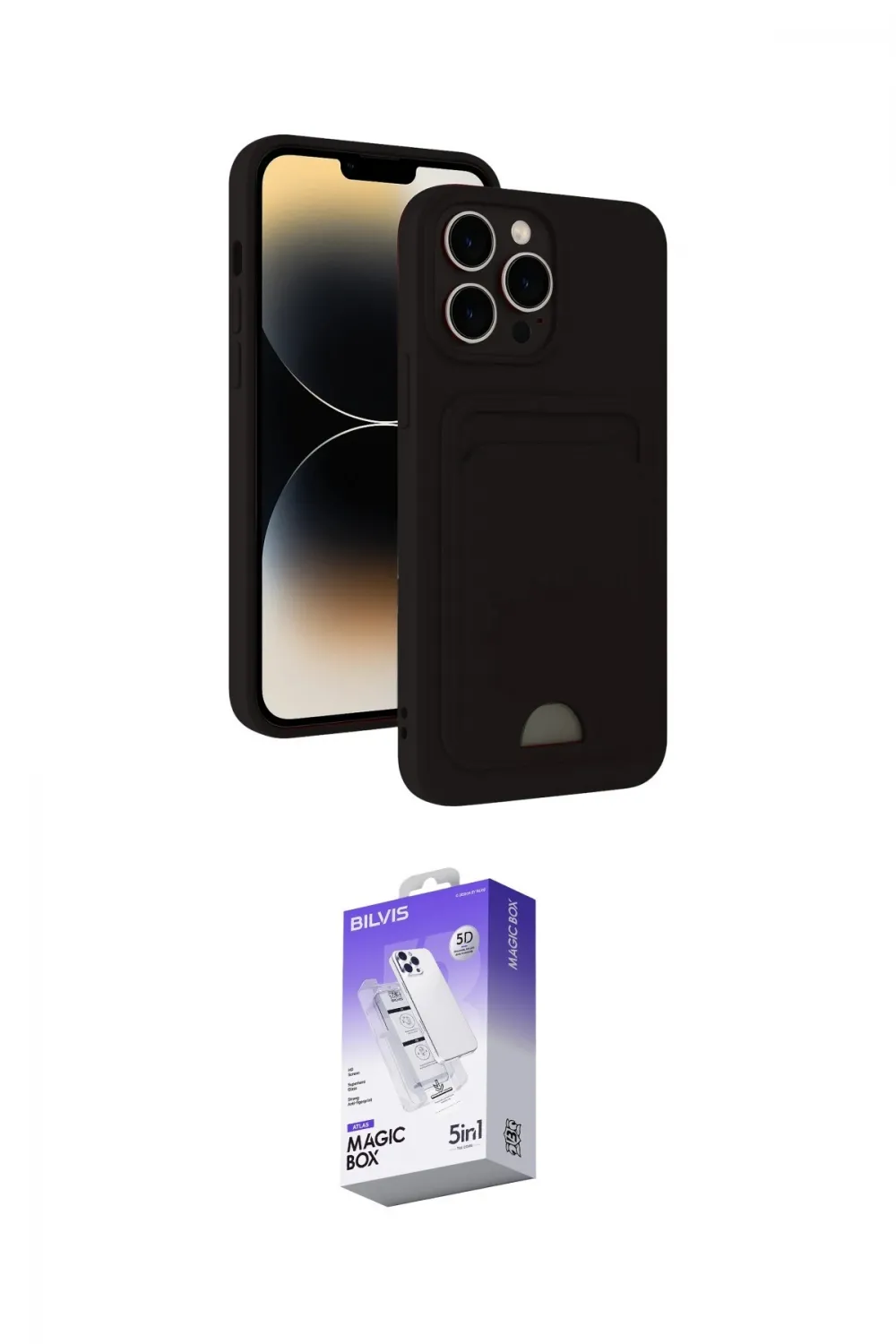 ieg™ iPhone 15 Pro Kılıf Vadi Çizgi Prime - Siyah Bilvis 5in1 3D Magic Cam Ekran Koruyucu