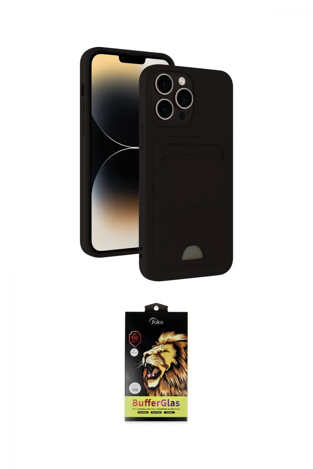 ieg™ iPhone 15 Pro Kılıf Vadi Çizgi Prime - Siyah Buffer Cam Ekran Koruyucu