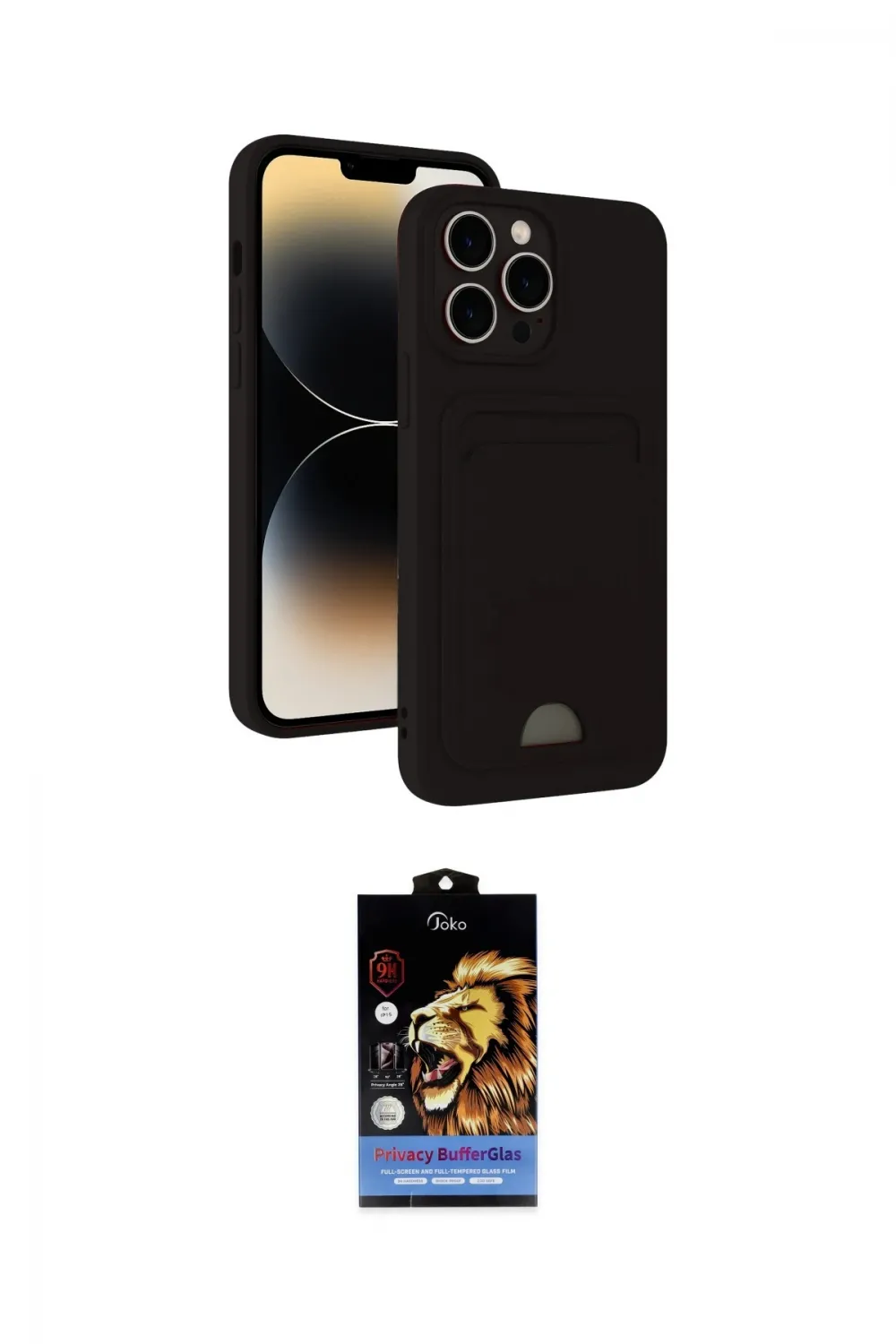 ieg™ iPhone 15 Pro Kılıf Vadi Çizgi Prime - Siyah Buffer Hayalet Cam Ekran Koruyucu