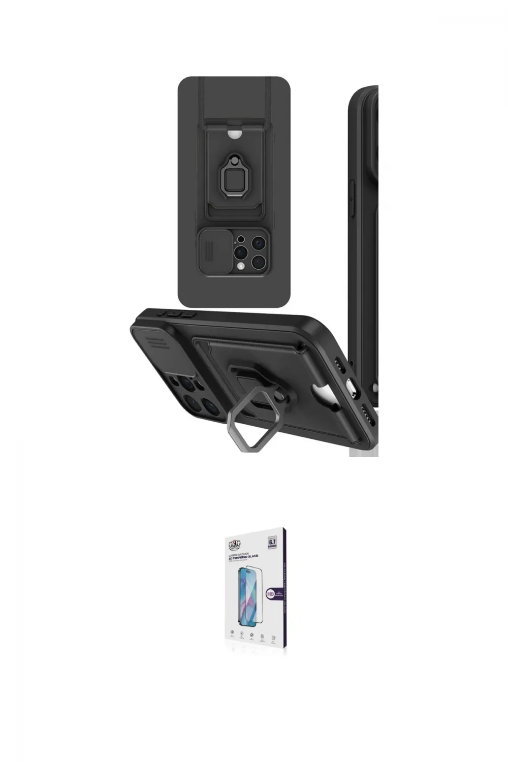 ieg™ iPhone 15 Pro Kılıf Vadi Form Prime - Siyah Bilvis 0.18mm Plus Cam Ekran Koruyucu