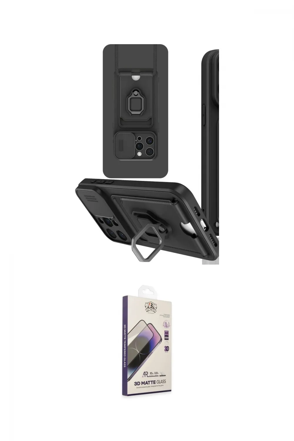 ieg™ iPhone 15 Pro Kılıf Vadi Form Prime - Siyah Bilvis 3D Mat Cam Ekran Koruyucu